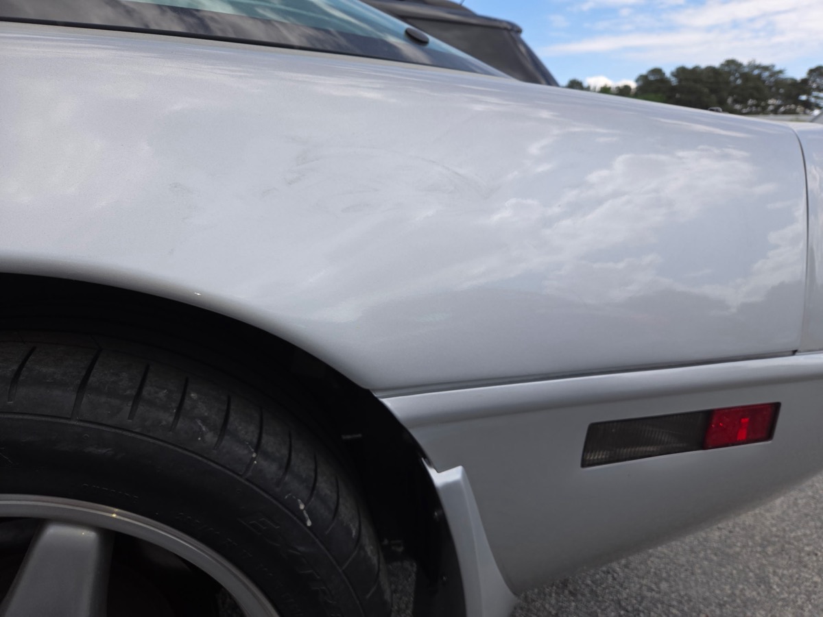 Corvette fender repaired and color matched