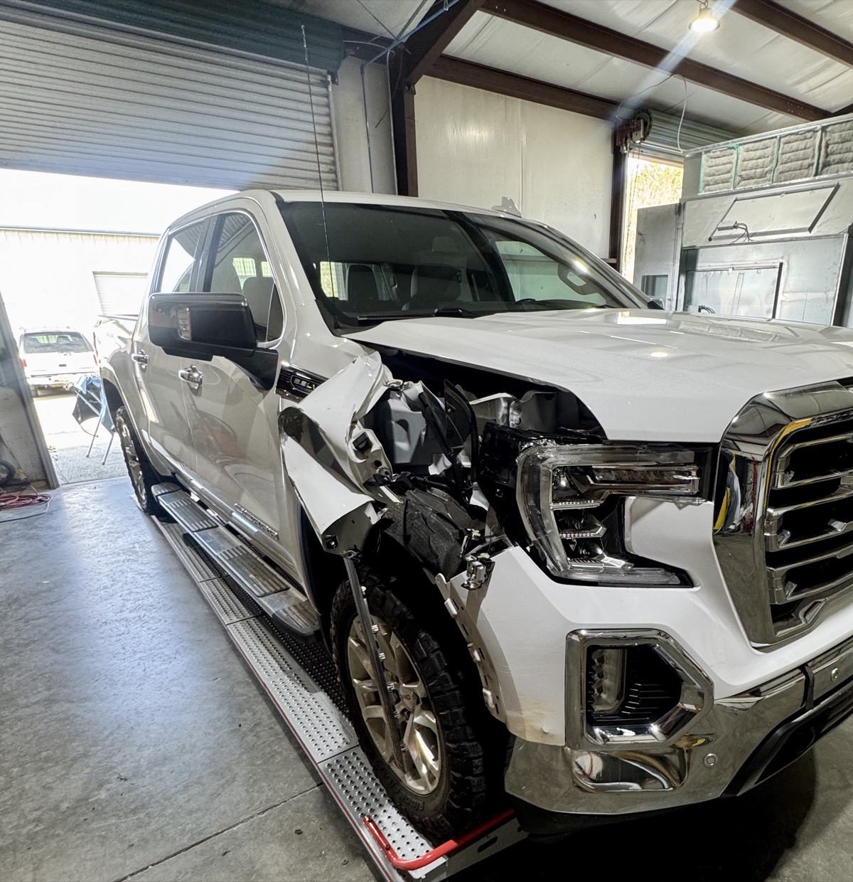GMC Sierra front-end collision damage